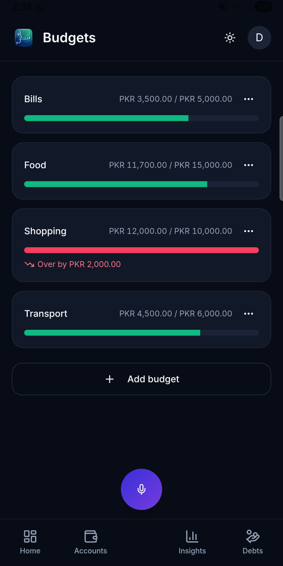 VoiceLedger — Budgets that warn you